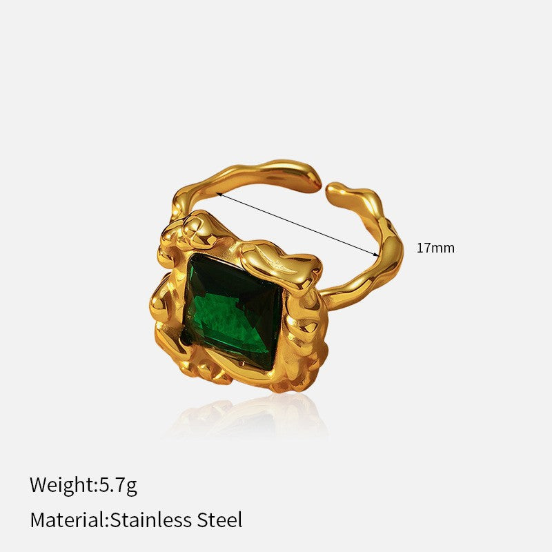 Wholesale Trendy Glossy Open Titanium Steel Ring Stainless Steel 18K Gold Plated Niche Ring